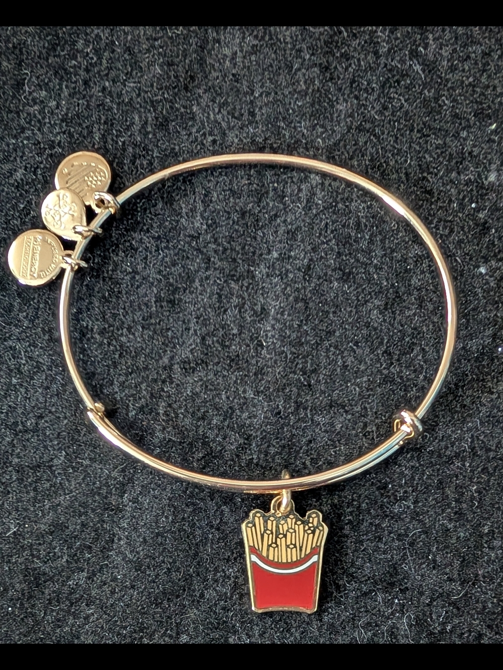 Alex and Ani Gold-Tone Bangle Bracelet with French Fries Charm